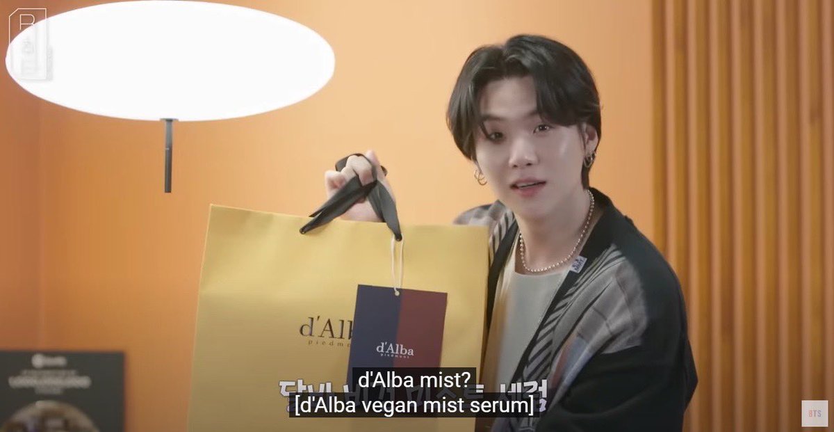 scarletjane21's tweet photo. Catching up with BANGTANTV’s latest uploads. Is this a sign na i-checkout na ang d’Alba spray serum? I saw Suga use it 👀 Even Namjoon said that it’s necessary. Another BTS budol na naman! 💜💜💜💜 https://t.co/raYG7F2DOX