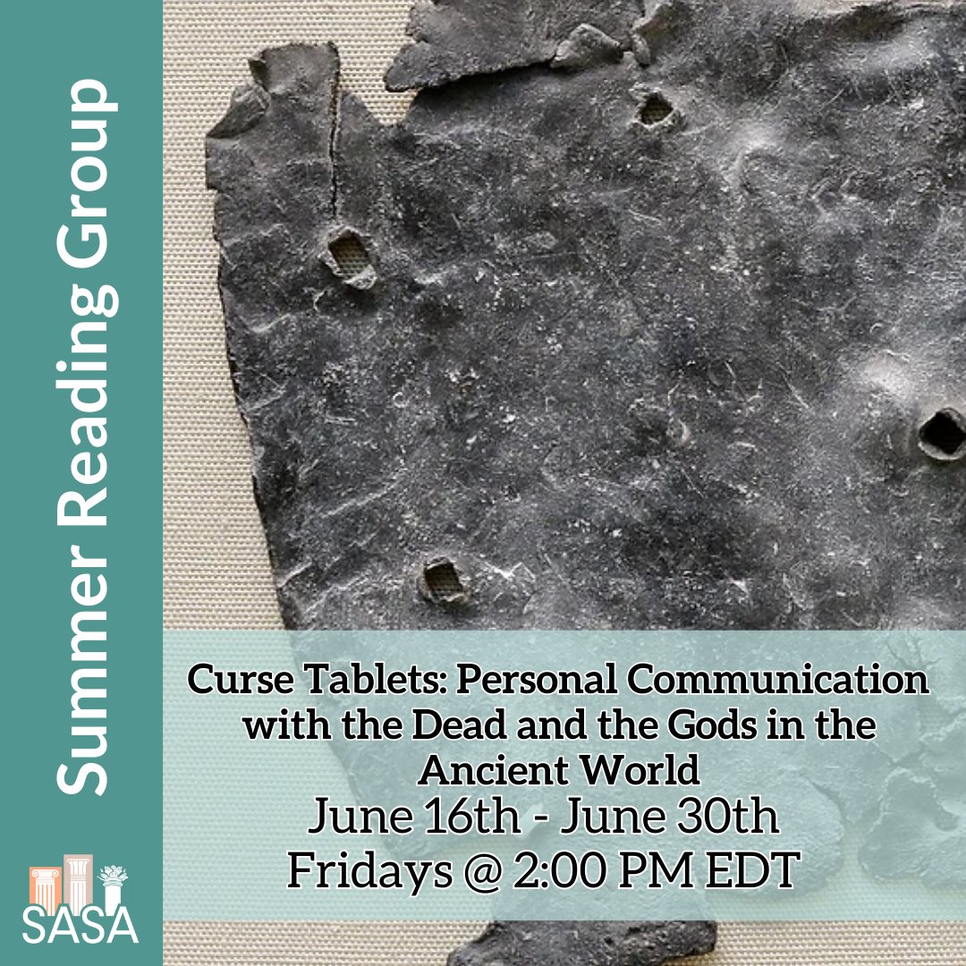 AncientSave's tweet photo. 📚RSVP NOW - #FREE #ReadingGroup: “Curse Tablets: Personal Communication with the Dead and the Gods in the Ancient World” Led by  @katadesmoichar!!

🗓 Fri @ 2 pm EDT, June 16 - June 30

➡️#RSVP REQUIRED; limited spots available! https://t.co/8nX3MGMlTZ

#SASA #CursedTablets https://t.co/wPXze2GOuM