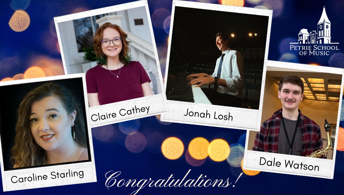 Many congratulations to our 2023 Young Artist Competition Winners! Caroline Starling, soprano; Claire Cathey, flute; Jonah Losh, piano; and Dale Watson, saxophone will all perform as featured soloists with the Converse Symphony Orchestra next year! #ConverseMusic <a href="/ConverseUniv/">Converse University</a>
