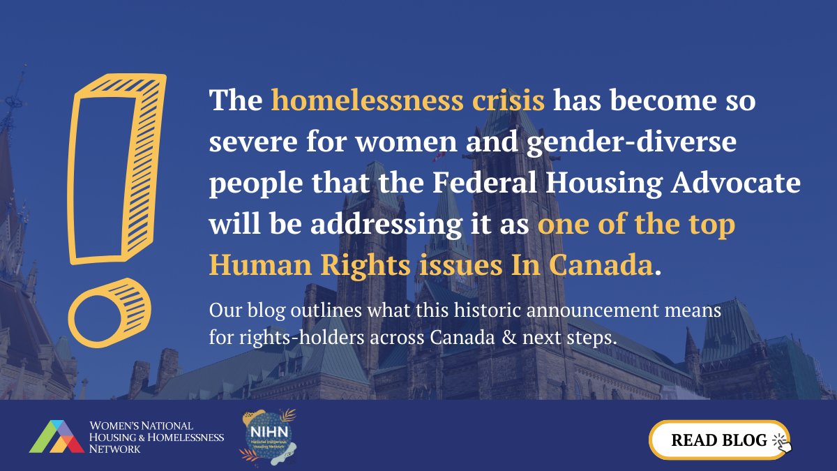❗The #homelessness crisis has become so severe for women and gender-diverse people that the advocate will be addressing it as one of the top #HumanRights issues in Canada.

Our blog outlines what this historic announcement means for rights-holders 👉 loom.ly/PVAORjE
