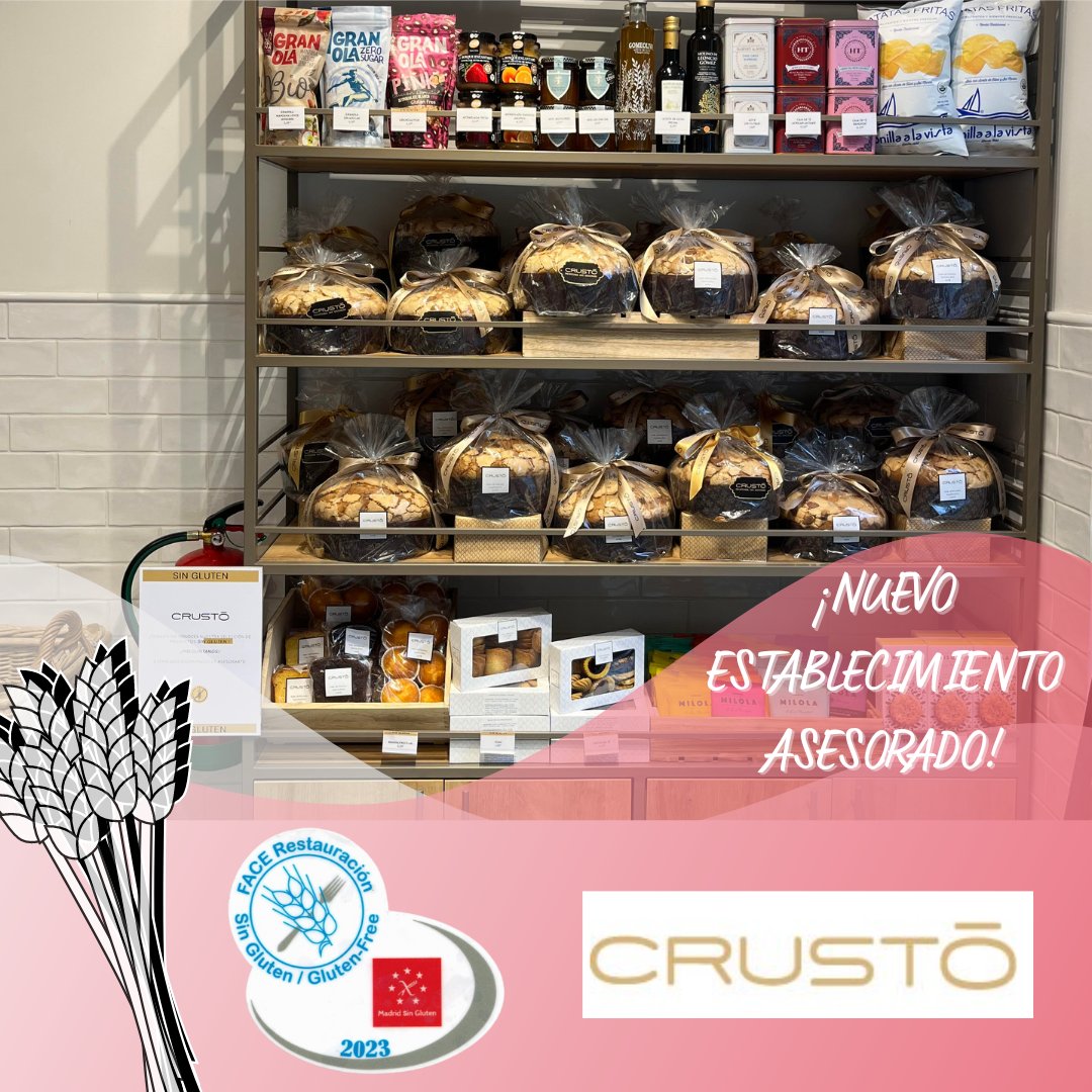 ¡¡𝙉𝙐𝙀𝙑𝙊 𝗘𝗦𝗧𝗔𝗕𝗟𝗘𝗖𝗜𝗠𝗜𝗘𝗡𝗧𝗢 𝘼𝙎𝗘𝙎𝙊𝙍𝘼𝘿𝙊!!

ＣＲＵＳＴÓ (<a href="/crustobakery/">Crustó</a>) se suma al Proyecto FACE Restauración sin gluten y a nuestra lista de establecimientos asesorados.

madridsingluten.org/panaderias-caf…

#restauracionsingluten #madridsingluten_face <a href="/FACEceliacos/">Federación de Asociaciones de Celiacos de España</a>