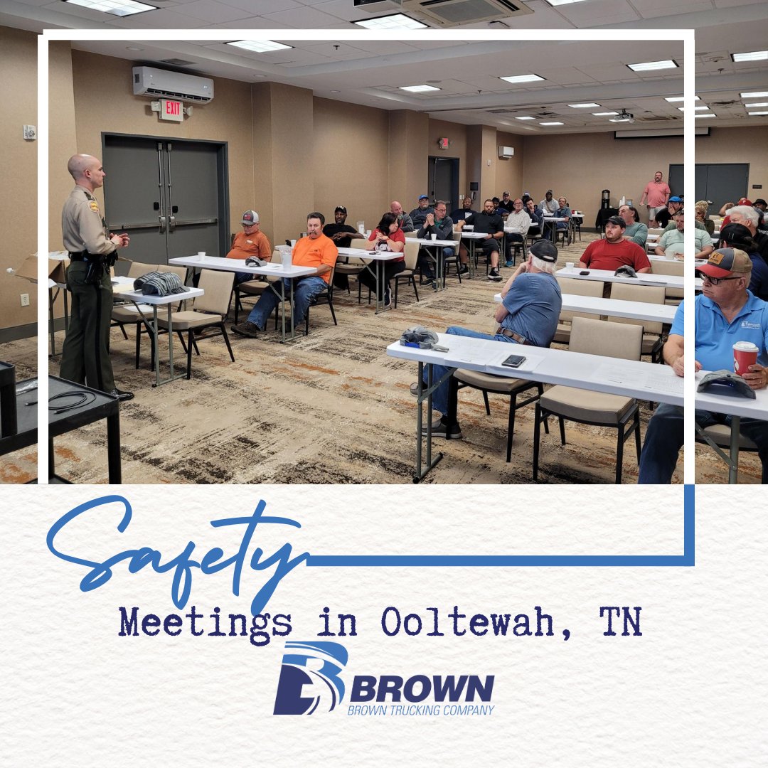 BrownIntegrated's tweet photo. We recently had our quarterly safety meeting with Ooltewah CVOs and had Trooper Carrick as a guest speaker from the Tennessee Highway Patrol. He shared information about the upcoming Road Check, what to expect from going through weigh stations, and dangers of distracted driving. https://t.co/Md2ACVK2KK