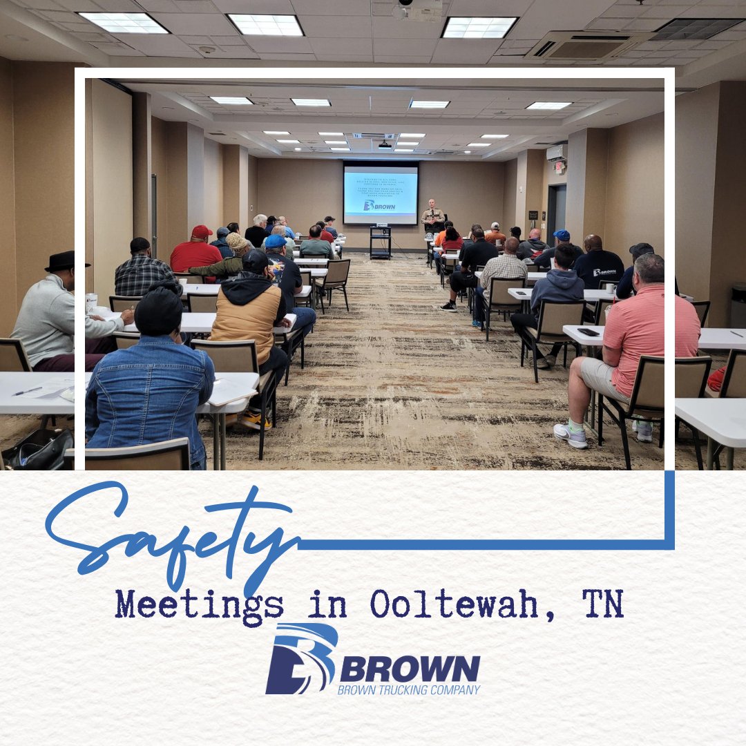 BrownIntegrated's tweet photo. We recently had our quarterly safety meeting with Ooltewah CVOs and had Trooper Carrick as a guest speaker from the Tennessee Highway Patrol. He shared information about the upcoming Road Check, what to expect from going through weigh stations, and dangers of distracted driving. https://t.co/Md2ACVK2KK