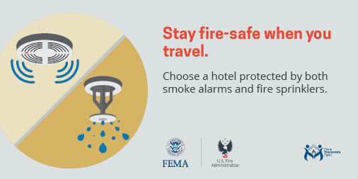 If you can’t escape, shut off fans and air conditioners; stuff wet towels in the crack around the doors; call the fire department and let them know your location; wait at the window and signal with a flashlight or light colored cloth. #HotelFireSafety #FireSafetyTips #BeSafe