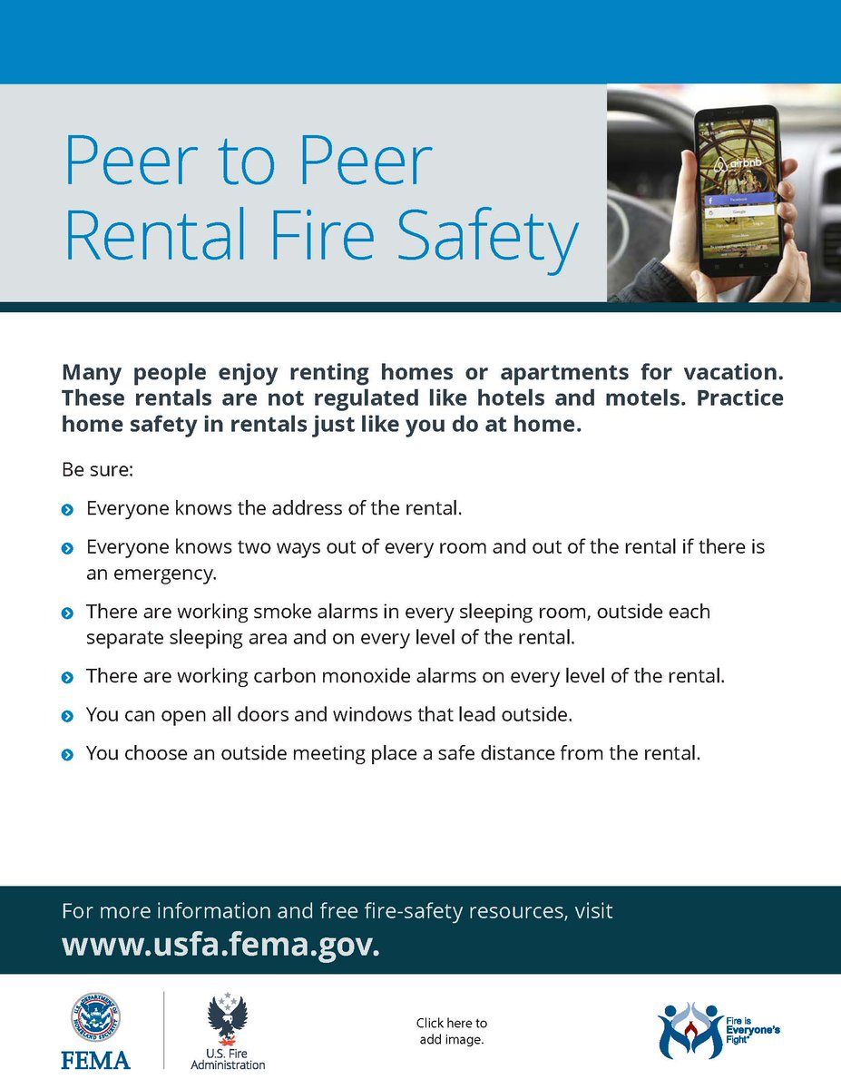 Many people enjoy renting homes or apartments for vacation. These peer-to-peer rentals may not be regulated like hotels and motels. Practice fire safety in rentals just like you do at home. #HotelFireSafety #FireSafetyTips #BeSafe