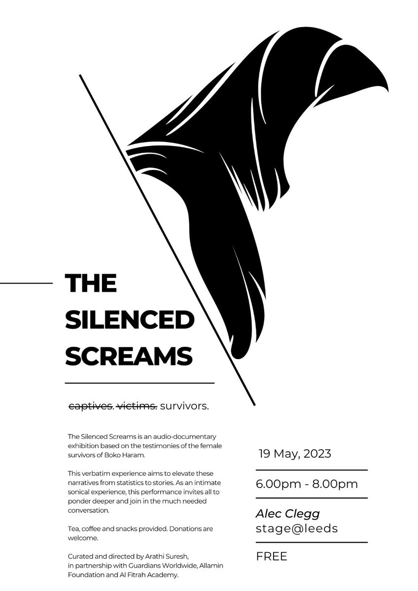 Do come along to hear some inspiring stories of incredibly brave women! 

Book your space on stage.leeds.ac.uk/events/the-sil…

If you cant make it on Friday, drop me a DM and I can book you a space for tomorrow afternoon between 3.30 - 5:00pm. 

Tea, coffee and snacks provided!