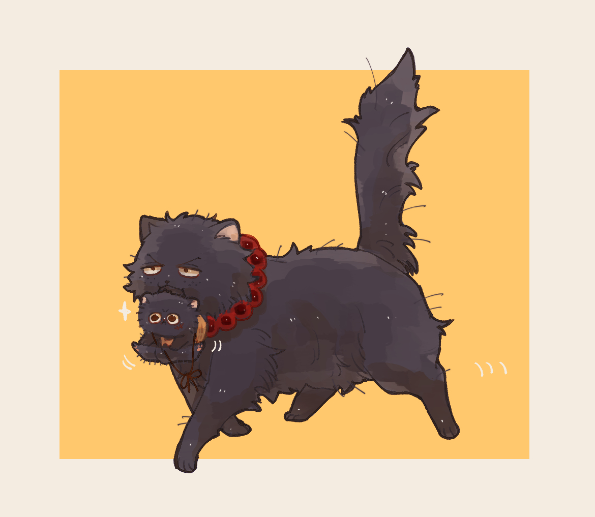 no humans animal focus black fur cat beads animal necklace  illustration images