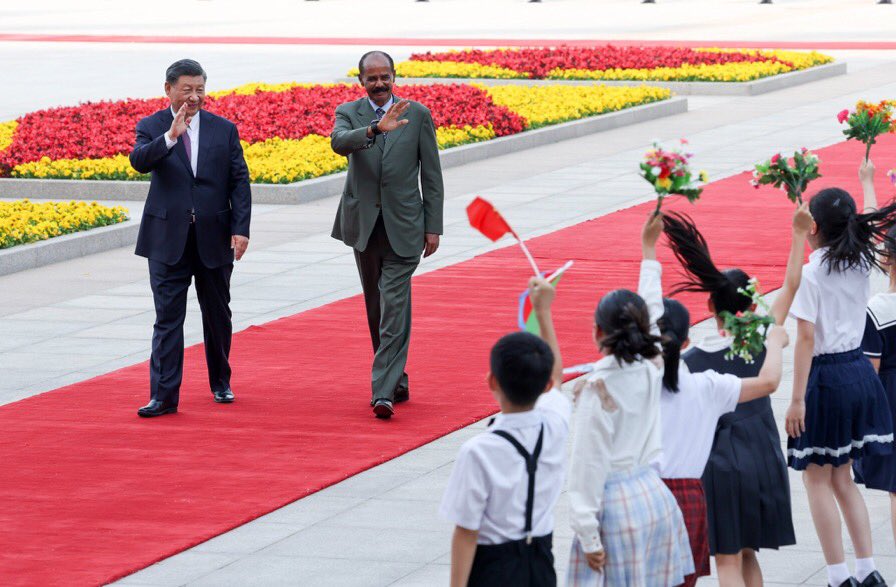 HOAAffairs's tweet photo. #PIA’s first documented trip to #China was in 1967 when the fiery freedom fighter young revolutionary #Isaias & #Romedan travelled there for training representing #ELF. China never forgets leaders of integrity & decades later here is #PIA standing with the leader of Global South & all those who have refused to kowtow to western subservience. President Xi abhors corruption & theft as does #PIA #Eritrea stands alone as a living exponent of self reliance & incorruptibility in a continent addicted to foreign aid & ravaged by unconstrained kleptocracy. @hawelti @AbiyAhmedAli @ChinaEmbEritrea @MFA_China @nytimes @martha19912003 @KidaneNegusse @yemanekeleta @hadnetkeleta @NeaminZeleke @AndargachewTse2 @GTWTW_Now @mosaleg @ForeignAffairs