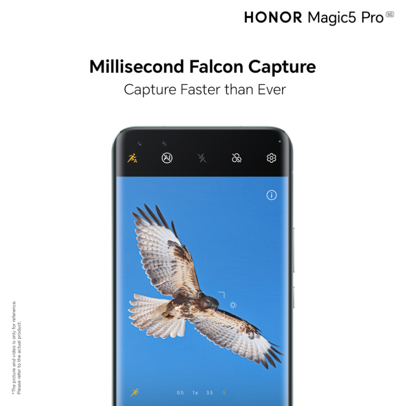 Honorarabia's tweet photo. Looking for an exceptional speed capture experience? Say hello to the all-new #HONORMagic5Pro, the Flagship smartphone with the fastest Capture that will never miss an action.

Pre-order from 26th May. https://t.co/cRHQsjvGO2
#UnleashThePowerOfMagic #FalconCapture #MagicMomentsAE