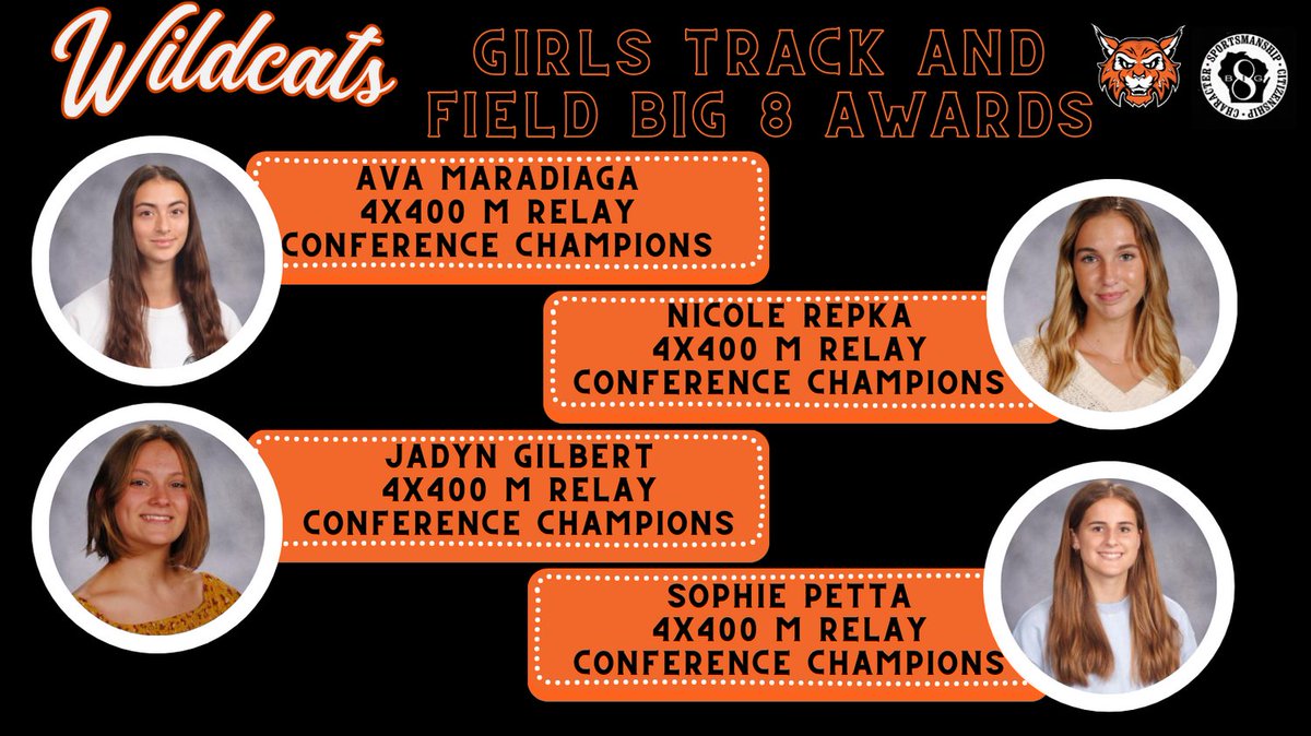 VAHSathletics's tweet photo. Congratulations to our Big 8 Conference Champion student-athletes in Girls Track and Field @VeronaWildcatsTF #GoWildcats https://t.co/4m9D88ucT0