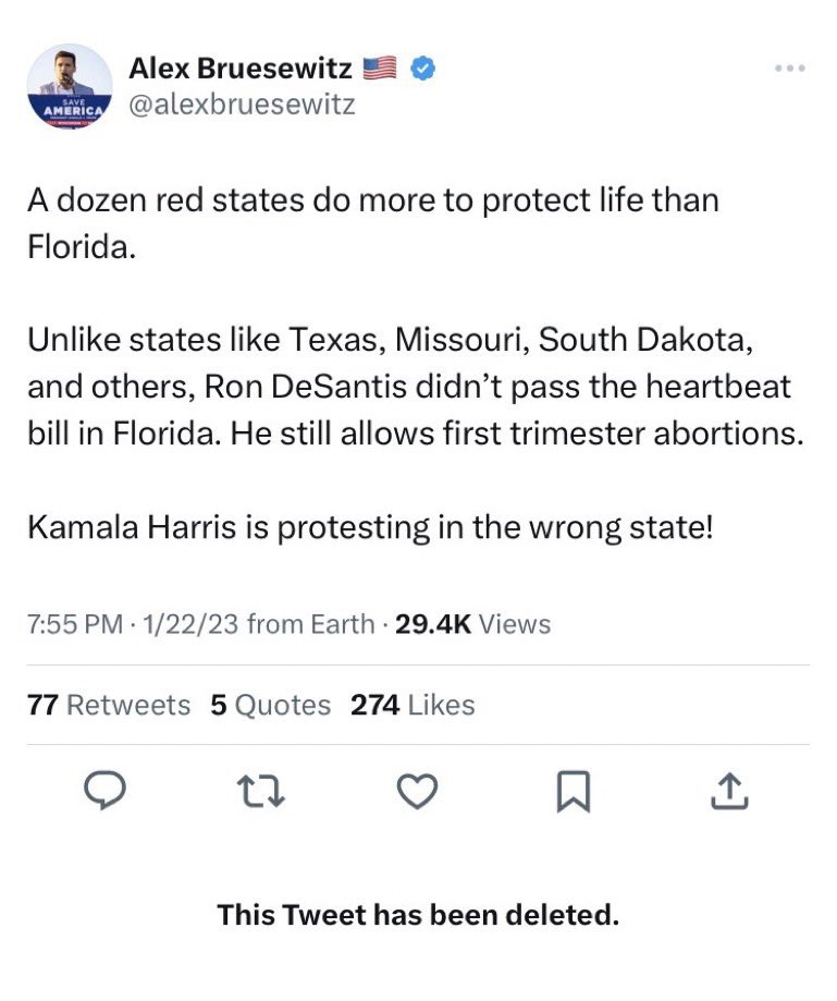 AGHamilton29's tweet photo. If you want to see how Trump embarrasses his surrogates, here is a perfect example.
Alex spent months attacking DeSantis for not doing enough on abortion. Now Trump says DeSantis did too much so Alex has to delete all his tweets. πππ https://t.co/bO2I5cLgua