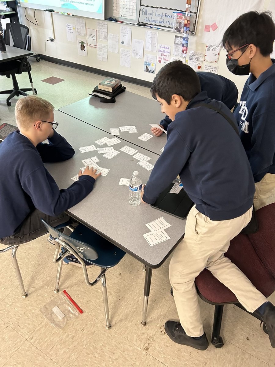 LJohnsonELA's tweet photo. Context clues dominoes game in 6th grade #AIMES. Learning the IDEAS strategies will be helpful as they read their own books in empathy book clubs. @FreedomD100 #d100inspires https://t.co/dLBR5Tq7v3