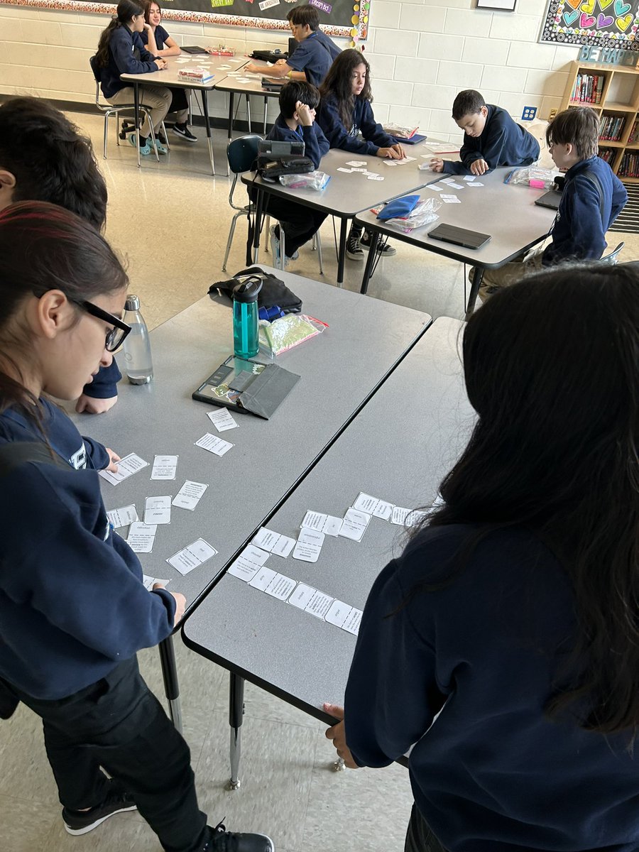LJohnsonELA's tweet photo. Context clues dominoes game in 6th grade #AIMES. Learning the IDEAS strategies will be helpful as they read their own books in empathy book clubs. @FreedomD100 #d100inspires https://t.co/dLBR5Tq7v3