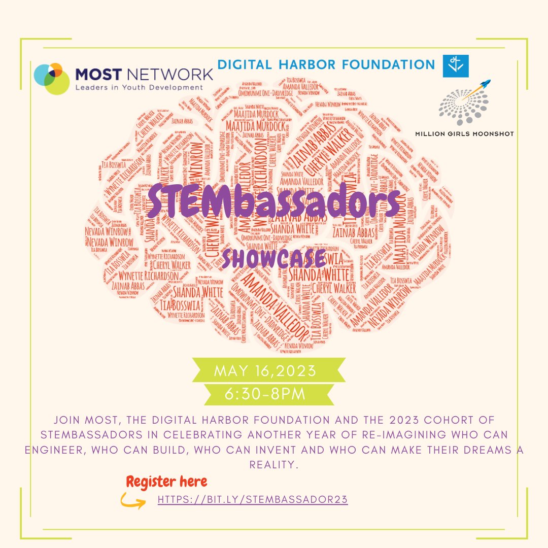 DHFBaltimore's tweet photo. Don't forget our STEMbassadors Showcase, co-hosted by MOST Network, and the Center of Excellence is tomorrow!
-----
Register here now: https://t.co/LJeN7IrUEc
----
#digitalharbor #digitalharborfoundation #STEM #stembassadors #educators https://t.co/Wuj0HQXTbH