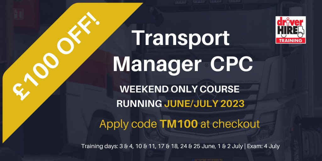 DH_Training's tweet image. Looking to gain the career-enhancing #TransportManagerCPC qualification but struggling to fit the training around your work commitments? We&apos;re running a weekend only course in June/July, which may be perfect for you. See: bit.ly/3Llwp2a 
Enrol by calling: 0808 178 9977