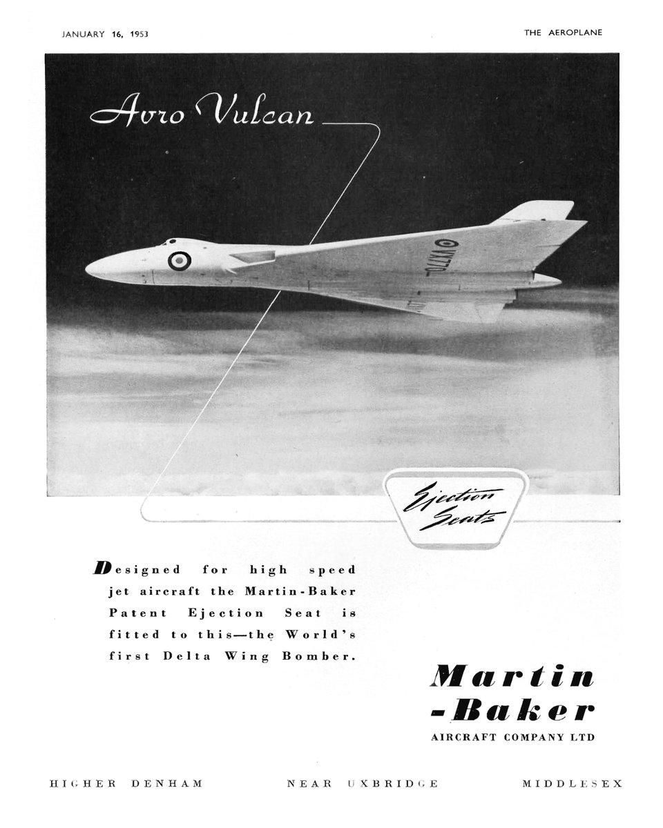 Bremont's tweet photo. The Bremont MB Viper and the Bremont Vulcan have more in common than you think. 

The @MB_EjectEject Martin-Baker patent ejection seat was fitted to the World's first Delta Wing Bomber, the Avro Vulcan, here's the poster from 1953.

Learn more: https://t.co/AcDjGRsF5i 

#MBviper https://t.co/YDzyaEh1Vc