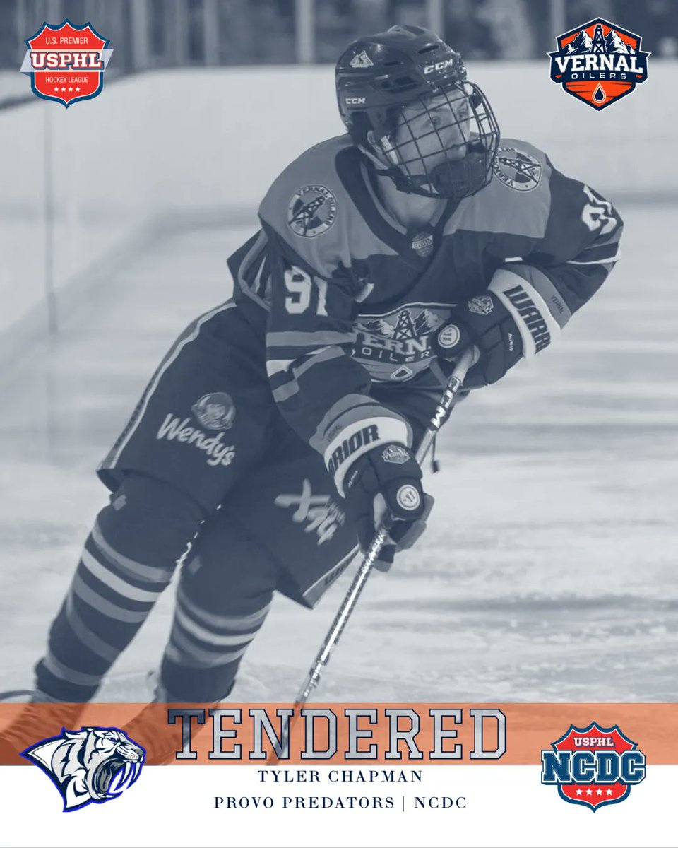 Congratulations to 2006 born forward Tyler Chapman on his tender with the @ProvoPredators for the 2023/24 #NCDC season!