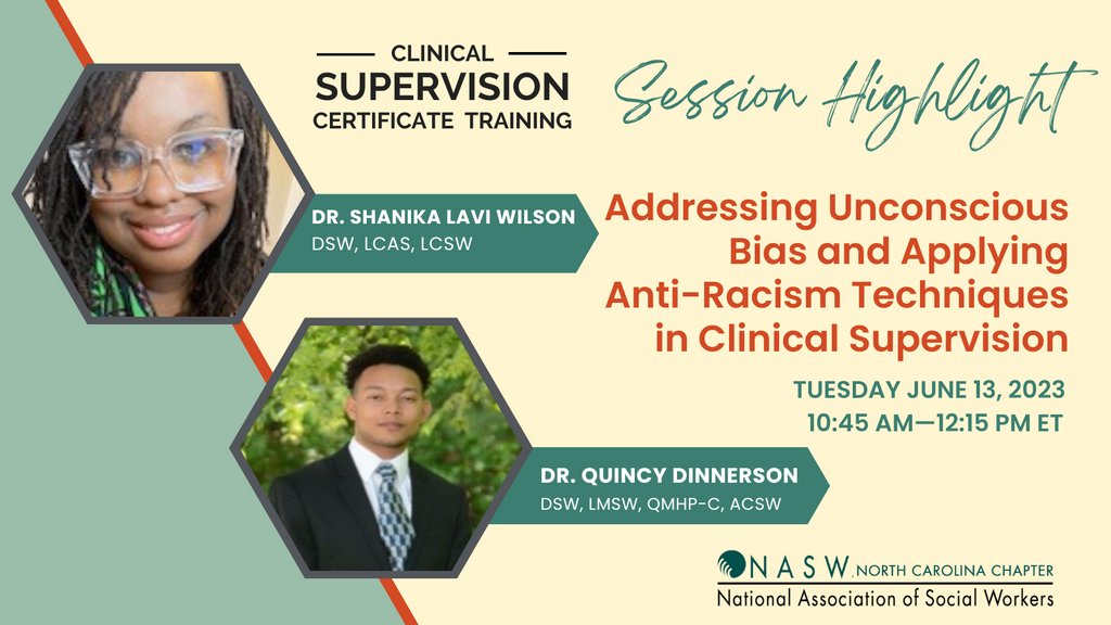 NEW TOPICS! Earn your NASW-NC Clinical Supervision Certificate and gain 18 Continuing Education Contact Hours! Find out more information on this session and register here: naswnc.org/page/58