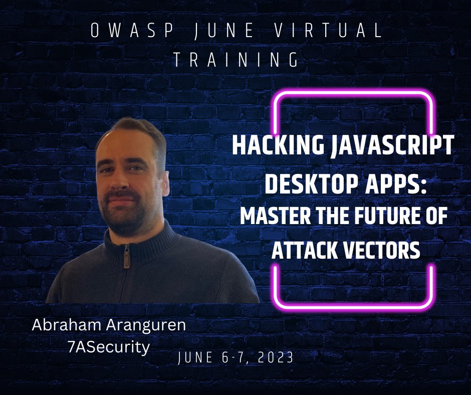 Want to learn how to #hack and defend modern web apps? Join <a href="/7aSecurity/">7ASecurity</a> at #OWASP 2023 Virtual June Training today. REGISTER NOW: eventbrite.com/e/600868583107

#webapps #appsec #devsecops