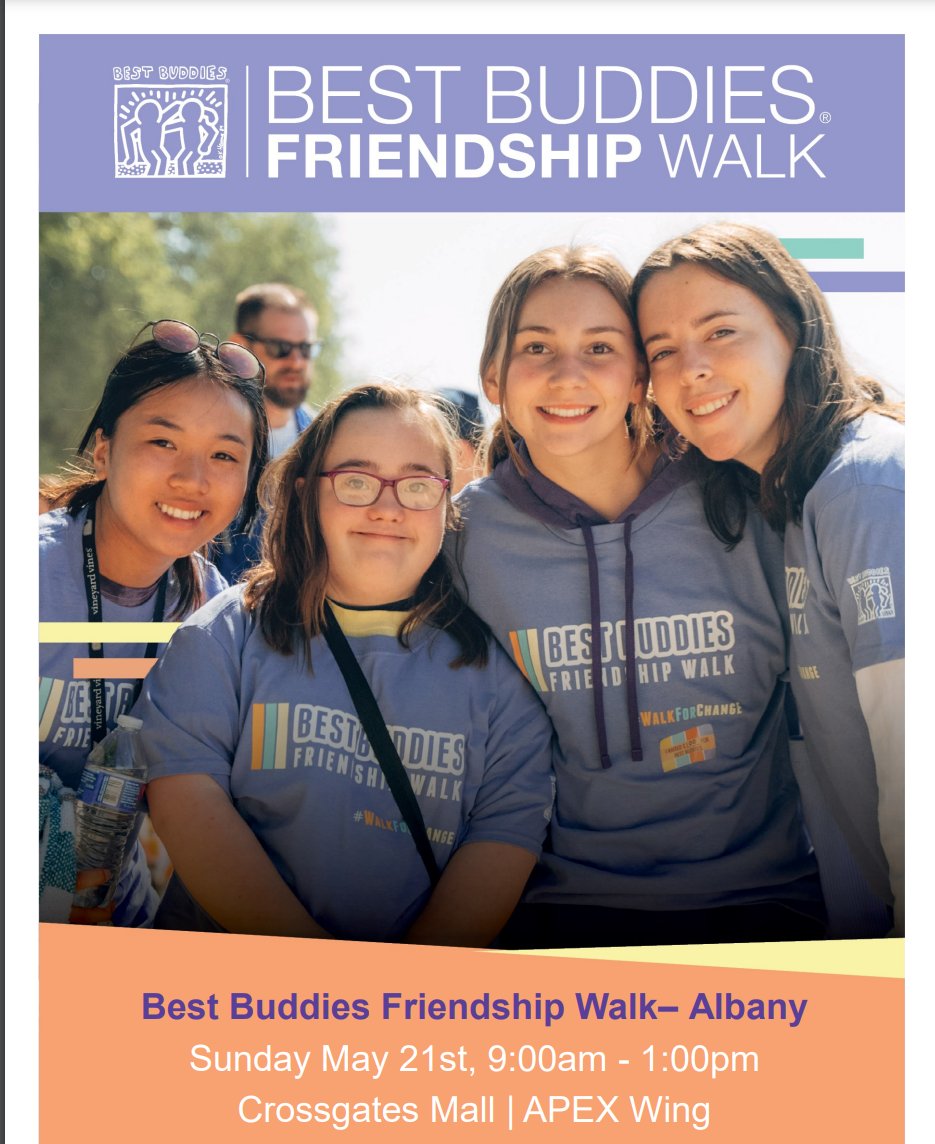 NYS Council on Developmental Disabilities (@nyscdd) on Twitter photo Join <a href="/bestbuddies/">Best Buddies</a> for their friendship walk in Albany on May 21st at 9 AM led by Superbowl Champ and BBNY supporter Dion Lewis, to raise awareness and funds to support individuals with intellectual and developmental disabilities!
Register now: bestbuddiesfriendshipwalk.org/albany/registe… Join <a href="/bestbuddies/">Best Buddies</a> for their friendship walk in Albany on May 21st at 9 AM led by Superbowl Champ and BBNY supporter Dion Lewis, to raise awareness and funds to support individuals with intellectual and developmental disabilities!
Register now: bestbuddiesfriendshipwalk.org/albany/registe…