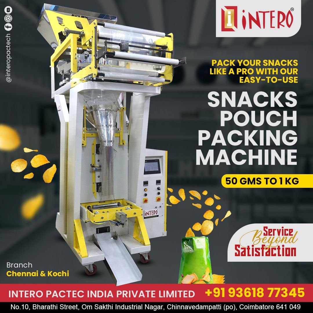 Snacks Pouch Packing Machine In Coimbatore
Automatic    weighing  an ..For more info visit...interopackingmachines.com/latest-update/…