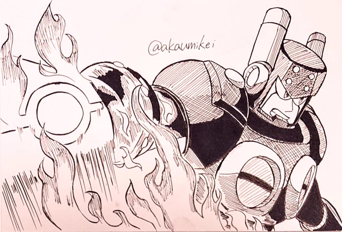 #本家ロックマン版深夜の真剣お絵描き60分一本勝負 炎の剣