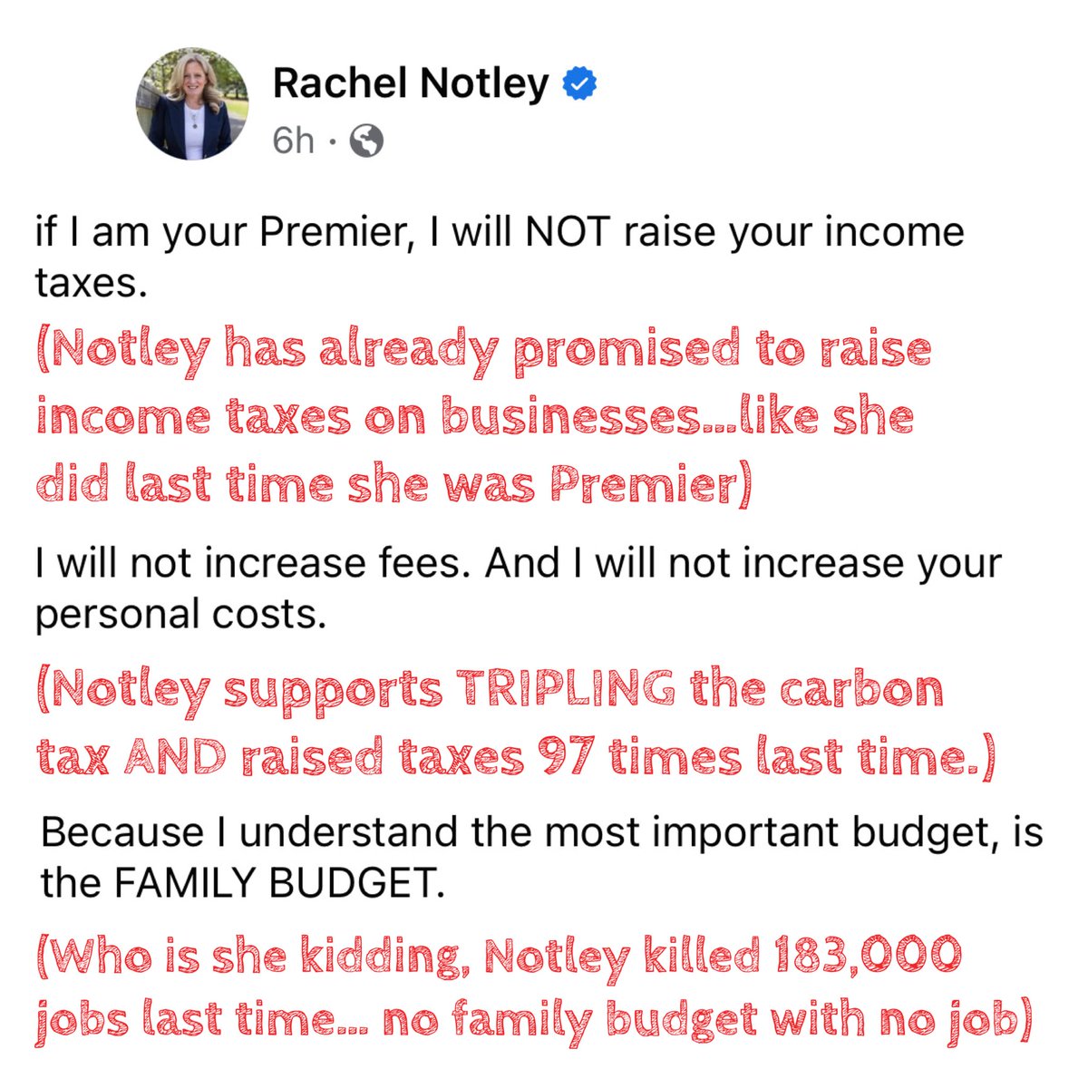 Rachel Notley wants you to forget she was was the most economically disastrous Premier in Alberta’s history. 

She killed 183,000 jobs last time…
No job is safe under a Notley govt.
#abpoli #abvotes