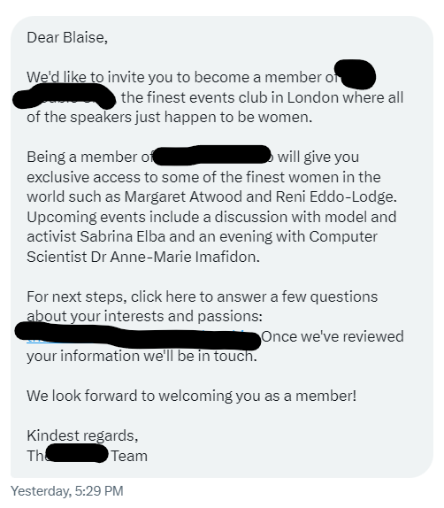 Finally, someone is working to answer my need to meet fine women. There really is a community for everyone!

I sincerely hope this isn't bad targeting.

Or that I need a haircut.