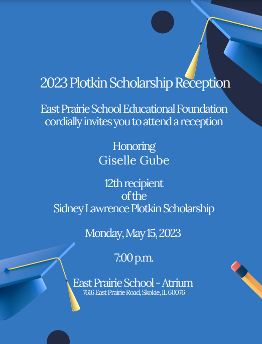 EPSD73's tweet photo. Join us this evening at 7:00 PM as we celebrate the Plotkin Scholarship recipient at a reception evening at East Prairie School. We are grateful to our EPS Educational Foundation for this opportunity for our students. Congratulations to Giselle Gube! #EPSfoundation https://t.co/GJjw2HEYZT