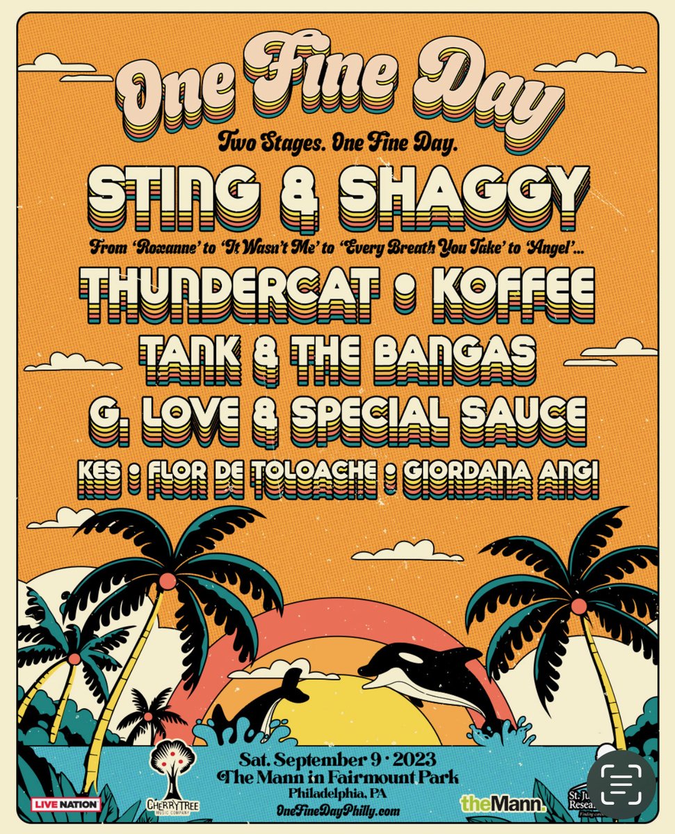 Sting and I are throwing our very own festival - “One Fine Day” Shaggy fan pre-sale begins Wednesday, May 17 with password OFD2023. General on-sale begins Friday,  May 19. Visit manncenter.org/events/2023-09… for more details.