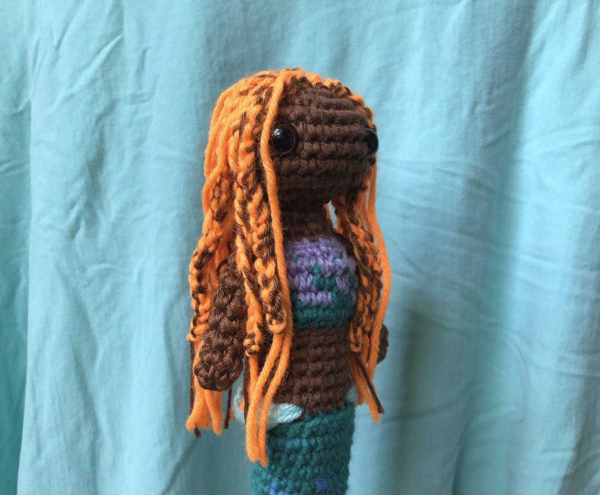 noahka_art's tweet photo. I am super excited for the little mermaid movie that‘s coming out soon. So excited in fact that I made my own crochet version of her. She‘s available in my shop now! 🧜🏾‍♀️😍

https://t.co/0YBtGI5cLB https://t.co/zKCbH6JZQr