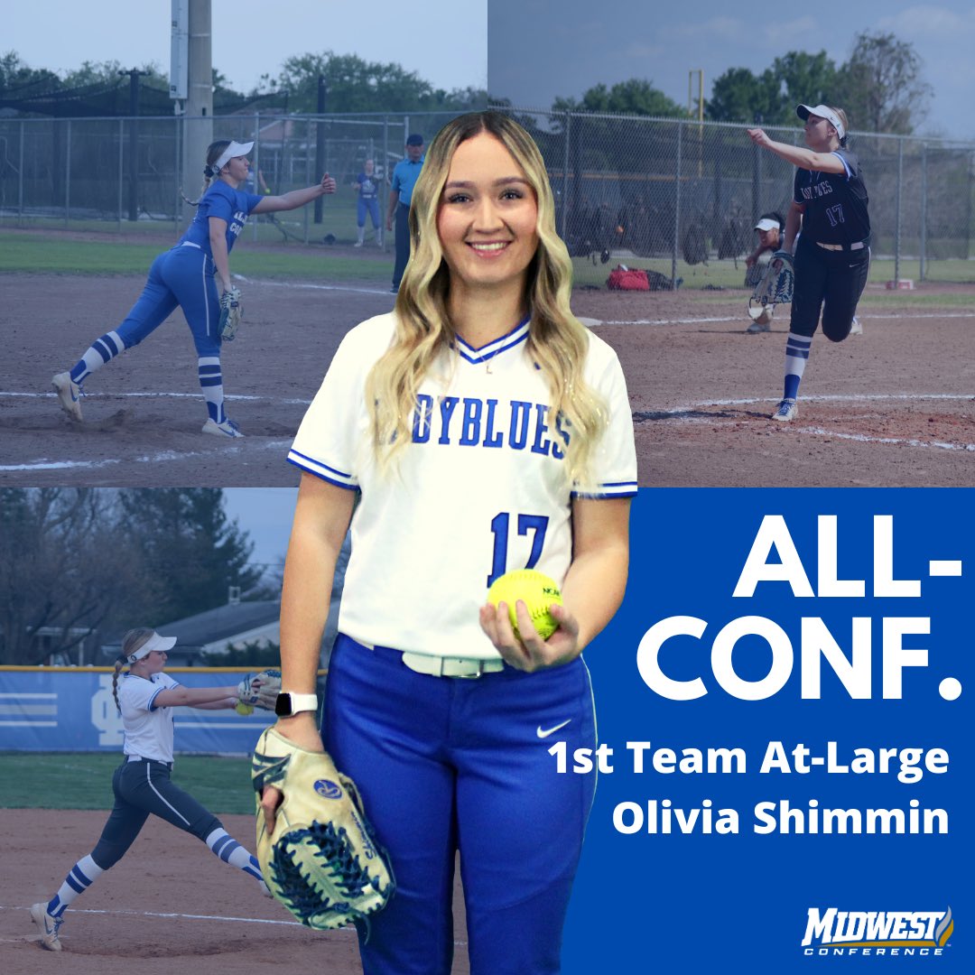 ICladybluesSB's tweet image. Congratulations to senior pitcher, Olivia Shimmin, on earning 1st Team All-Conference as an at-large selection.

Season stats:
-2.37 ERA (ranked 3rd in conference)
-6 wins 
-Only 15 walks (ranked 3rd in conference)

We are proud of you Liv! #ICSB #Team44 #MidwestConference