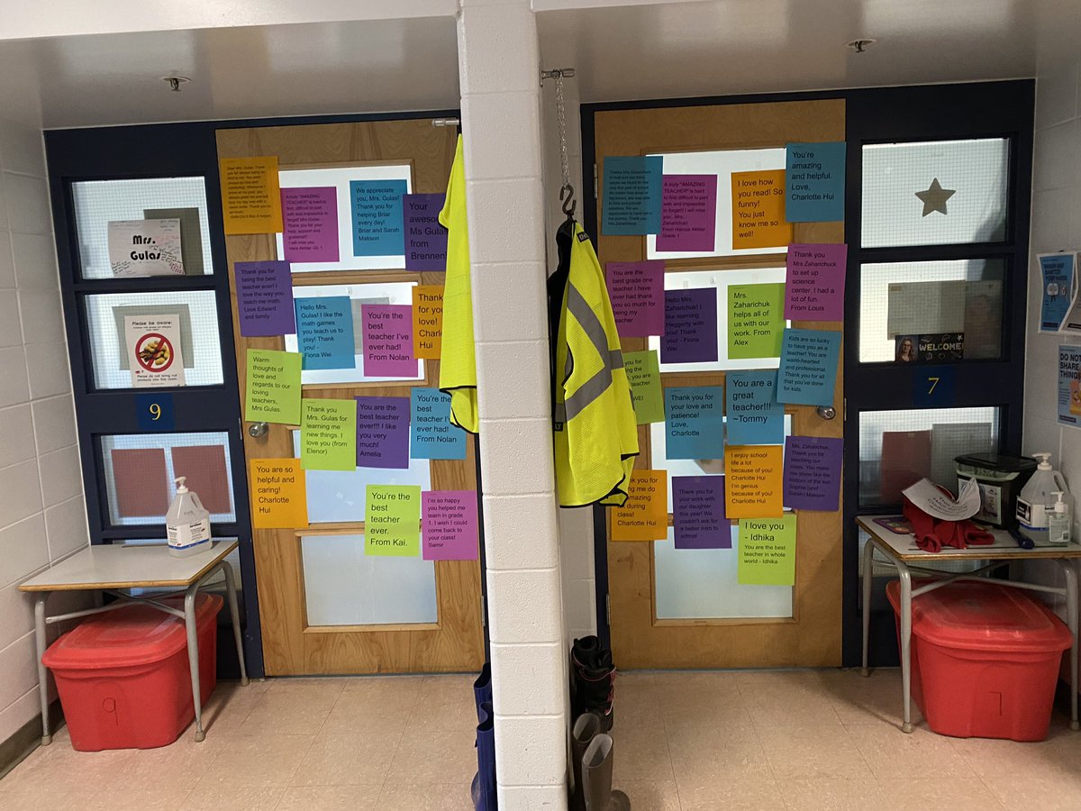 EdgemontCBE's tweet photo. Wishing all of our wonderful teachers a very happy Teacher Appreciation Week. Thank you to all of our Ss and Pp who sent in messages of appreciation which have now been put up to decorate Tt doors. https://t.co/OuvymKU7Tq