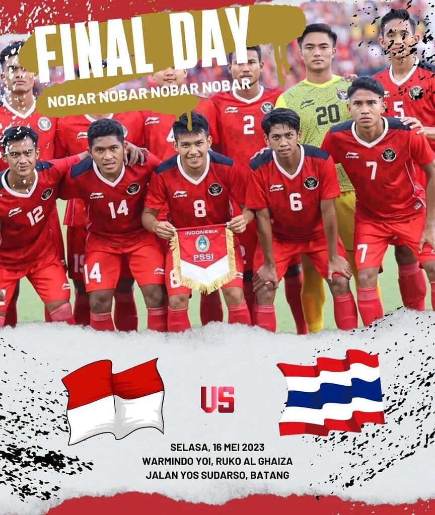 AsliBatang's tweet photo. ❗UNTUK UMUM NOBAR FINAL MATCH❗

INDONESIA vs THAILAND
Selasa,16 Mei 2023
K.O 19.30
(Open gate 18.00)

Tempat : @warmindoyoi_ 
Ruko al Ghaiza Jalan Yos Sudarso, Batang.

Htm : Jajan Di Tempat
 
Fyi : ❌ NO ATRIBUT LOCAL TEAM❌

@ultrasgarudaindonesia
#u… https://t.co/VOXpx8KVJT https://t.co/qyNoNVg1Bw