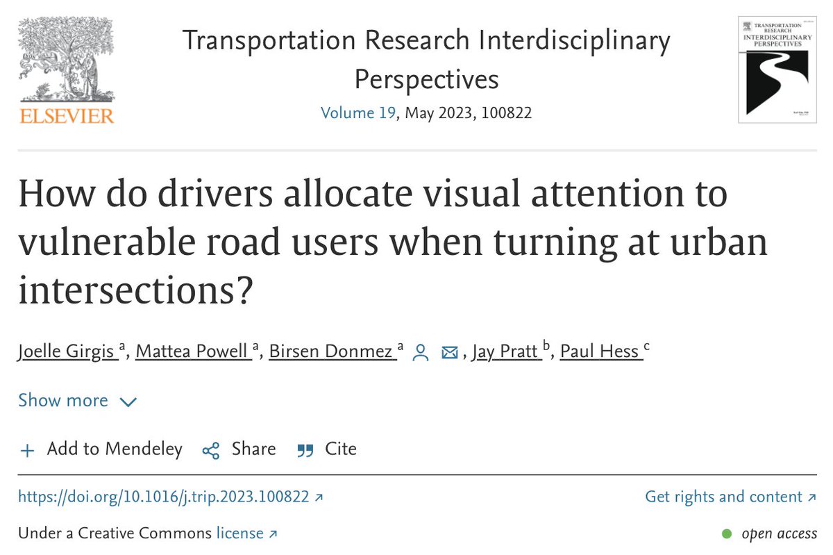 This Canadian study shows why "right on red" is so dangerous for pedestrians and cyclists:

"At red light turns, driver attention was heavily skewed toward leftward traffic" -- i.e., not on the people walking/biking to the right.

doi.org/10.1016/j.trip…