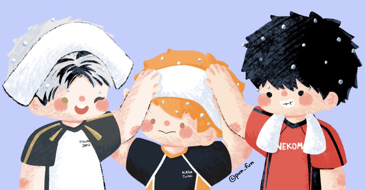 ป๋มก็อยากผมเปียกแล้วเท่ ๆ แบบพี่ ๆ บ้างจังคับ 🥺

#haikyuufanart #BokutoKoutarou #HinataShoyo #KurooTetsurou