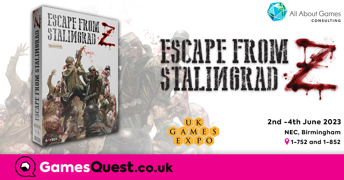 📣ANNOUNCEMENT: This year, we're heading back to <a href="/UKGamesExpo/">UK Games Expo</a>  with <a href="/AAGCconsulting/">All About Games Consulting</a>, and we have a bunch of brand-new board games hitting our demo tables.

The first game to be revealed is... Escape from Stalingrad Z from Raybox Games.🧟‍♀️
#boardgames #ukgamesexpo2023