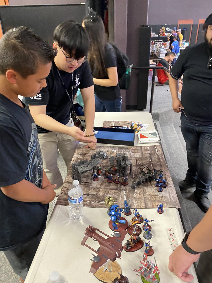 DrGregMcWhorter's tweet photo. Much love and thanks to our teachers who ran gaming at Valor Con: Mr. Fish, Mr. Fahres, and Mr. Gregory. You three really kept kids engaged. Thank you!!! GMI Games Warhammer 40K was a big hit too! @gmigames @RoninTeacher https://t.co/7HME8AkXfX