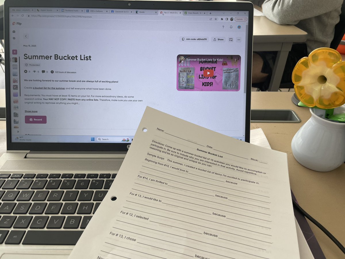 Making our summer bucket lists to record using @MicrosoftFlip @teachergoals