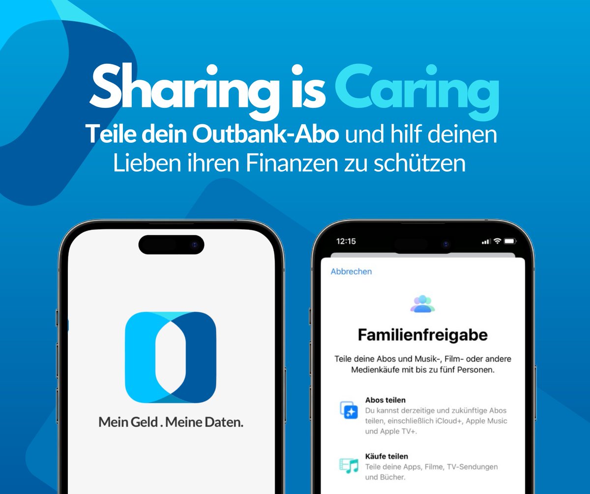 Outbank's tweet photo. Heute ist der Internationale #TagderFamilie 🫶🌍 Aktiviere die Familienfreigabe bei @Apple und teile dein Outbank-Abo mit deiner Familie um sicherzustellen, dass die Finanzdaten deiner Lieben immer geschützt sind 🔐
#familysharing #sharingiscaring #outbankapp https://t.co/qLhH4HVZE2