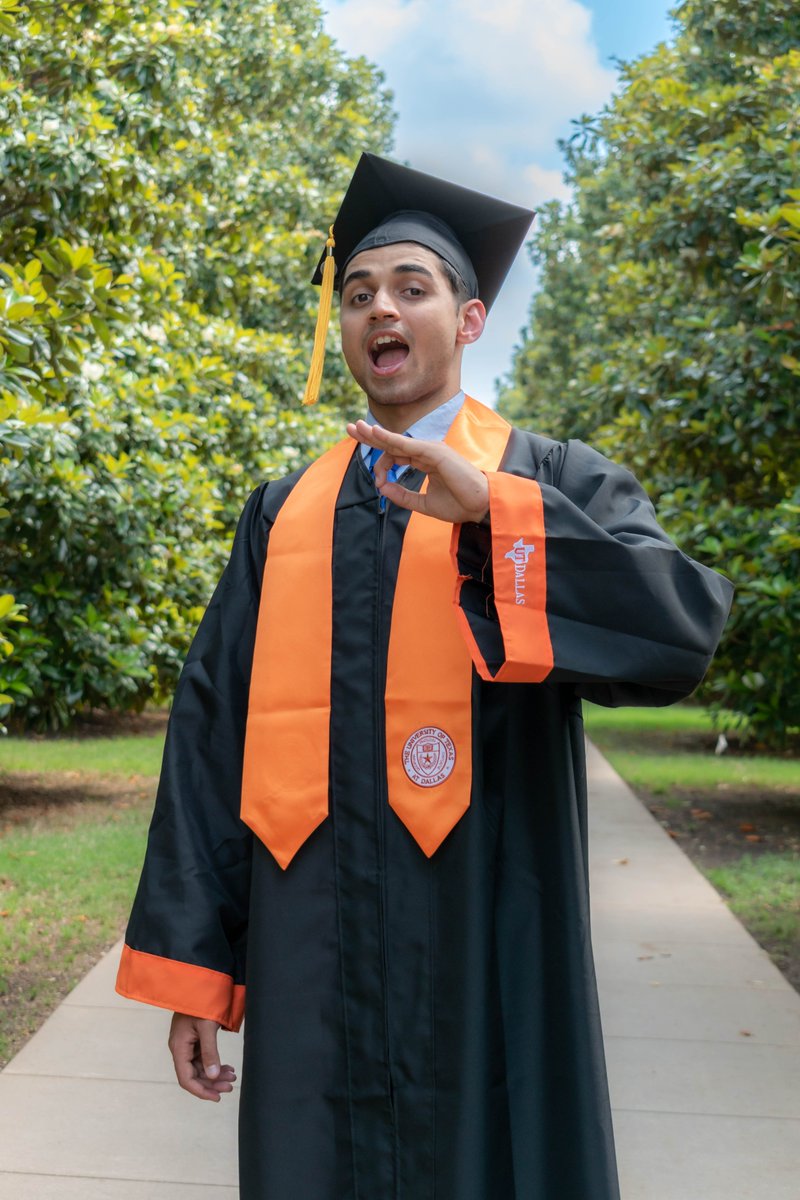 UTDAuxiliarySvs's tweet photo. Congrats grads! We'd like to extend our congratulations to one of our newly graduated Comets and two time UTD Bookstore Fashion Show model, Abhitej. #utdone #classof2023 https://t.co/VVPbBHP0bc