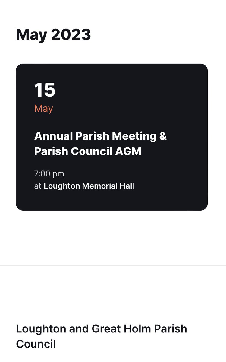 THE ANNUAL MEETING OF THE Loughton and Great Holm PARISH is this evening (15/5/23) at 7 pm in #Loughton Memorial Hall, Bradwell Road, Loughton. See you there!