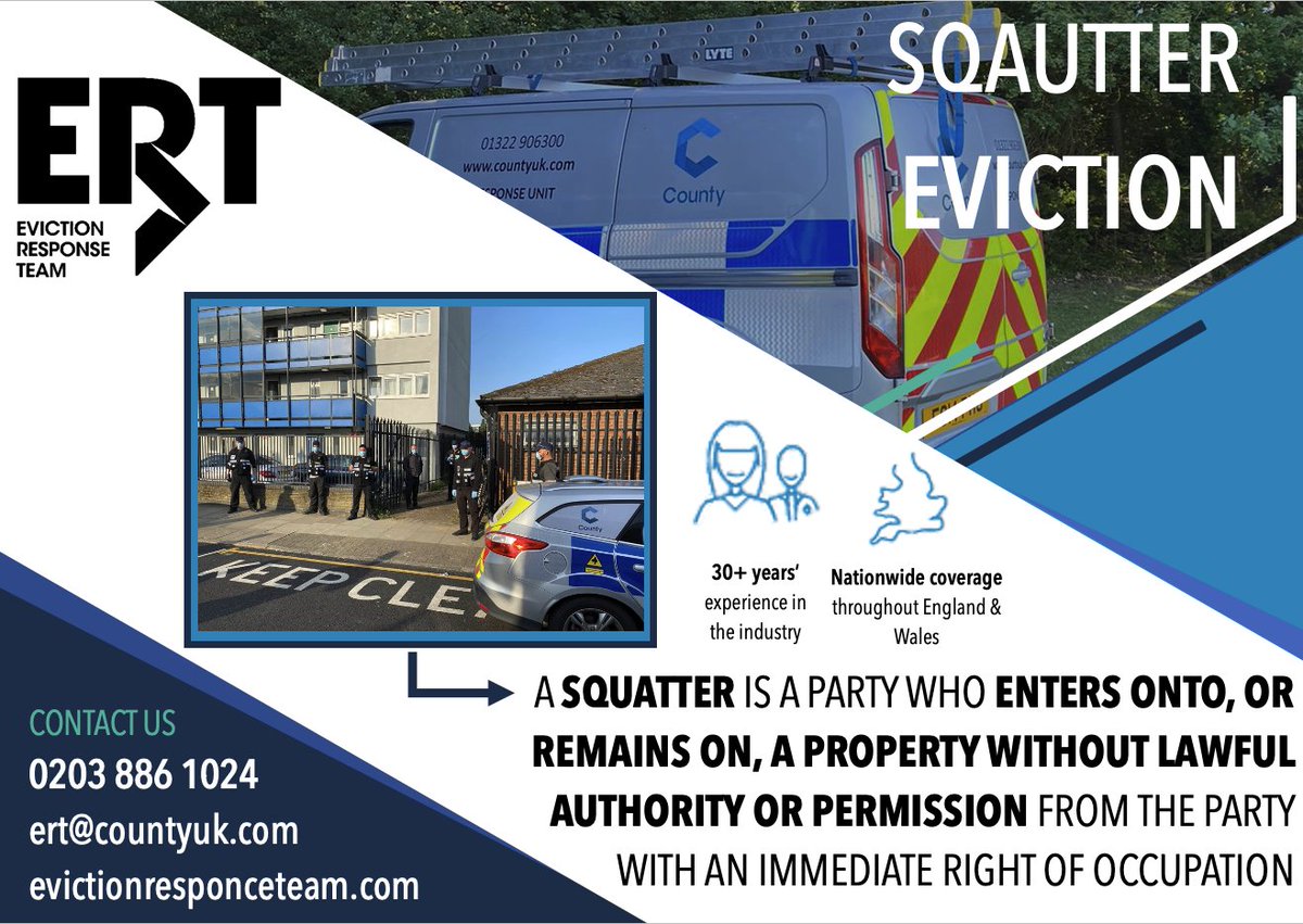 CountyEnforc's tweet photo. Find out more about our Squatter Evictions and our other services or get in contact with us today!

T: 0203 886 1024
E: ert@countyuk.com
W: https://t.co/PpRyFwsZYj

#sqauttereviction #squatter #eviction #ert #vacant #property #county #countyenforcement #countysecurity https://t.co/PPZk8lG54U