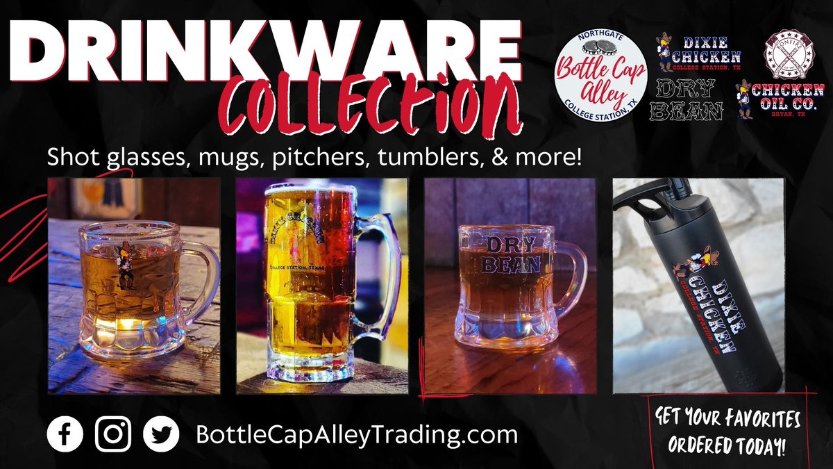 thedixiechicken's tweet photo. Tumblers, mugs, shot glasses, water bottles, and more are all part of our #DrinkwareCollection through @BottleCapAlley! Whatever you're drinking, drink with the #DixieChicken! https://t.co/ew7mavmUbR https://t.co/Dy5j09Ssrh