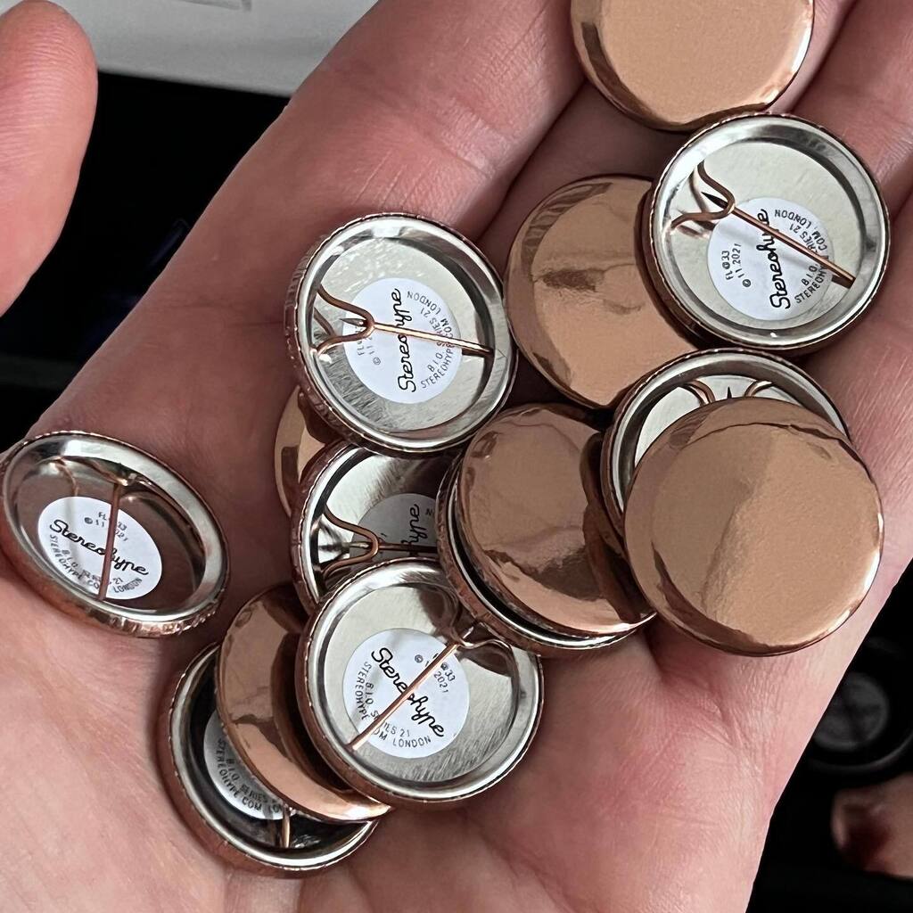 stereohype's tweet image. Rose Gold Metallic. @stereohype Button Badge Of The Day. Half-price until midnight (BST). stereohype.com #stbbotd #planetstereohype #buttonbadge