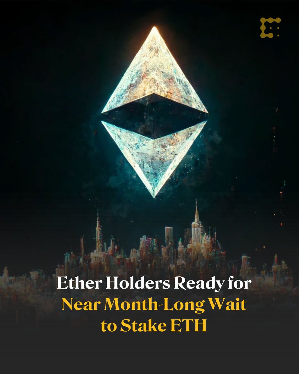 CoinDesk's tweet photo. Crypto investors looking to earn yields on their $ETH holdings have to wait nearly a month before they can be set up as network validators on #Ethereum.

As of May, nearly 50,000 validators are waiting in a “queue” to enter the network, data shows.
https://t.co/9crUrU5gxz https://t.co/mYk6CsRGlG