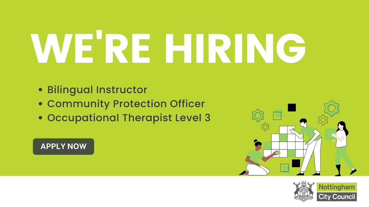 Jobs of the week

Join our team for roles like:
🟢  Bilingual Instructor
🟢 Community Protection Officer
🟢  Occupational Therapist Level 3

Apply here ➡️ nottinghamcity.gov.uk/.../join-notti…