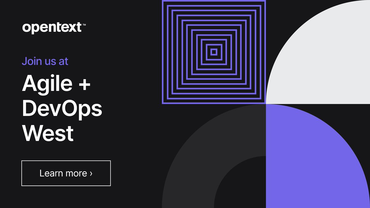 Join #OpenText at Agile + DevOps West in-person or online. Tour the Expo, meet our experts, request a demo, and catch our talk about turning chaos into payoff with #DevOps and #VSM. #AGILEDEVOPSCON #MyCompany bit.ly/3Bs728Q