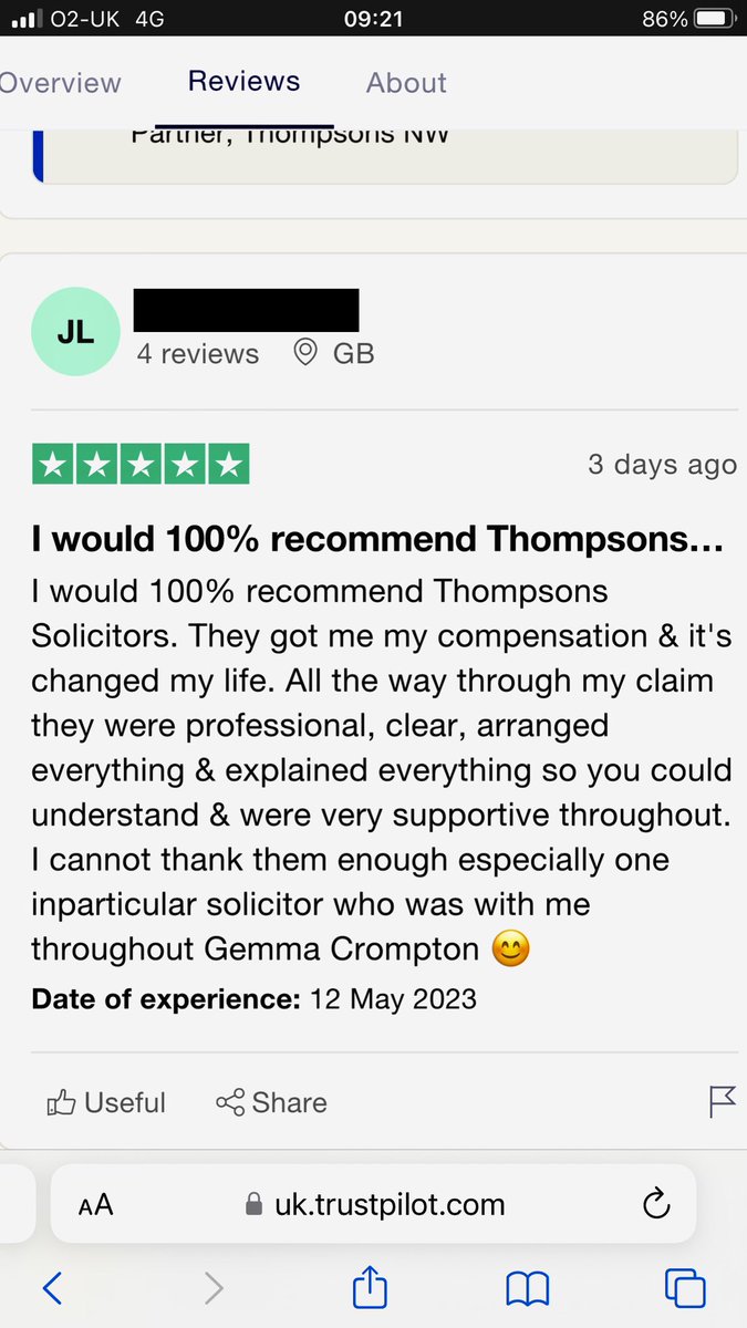 clarejones73's tweet photo. ⭐️⭐️⭐️⭐️⭐️
Well done to Gemma Crompton on this fantastic client feedback. Great settlement results and a reflection of the hard work and  service provided by our #clinneg  team 👏🏻👏🏻
#todayatthompsons #thompsonslaw https://t.co/ShJ1VEfTGP