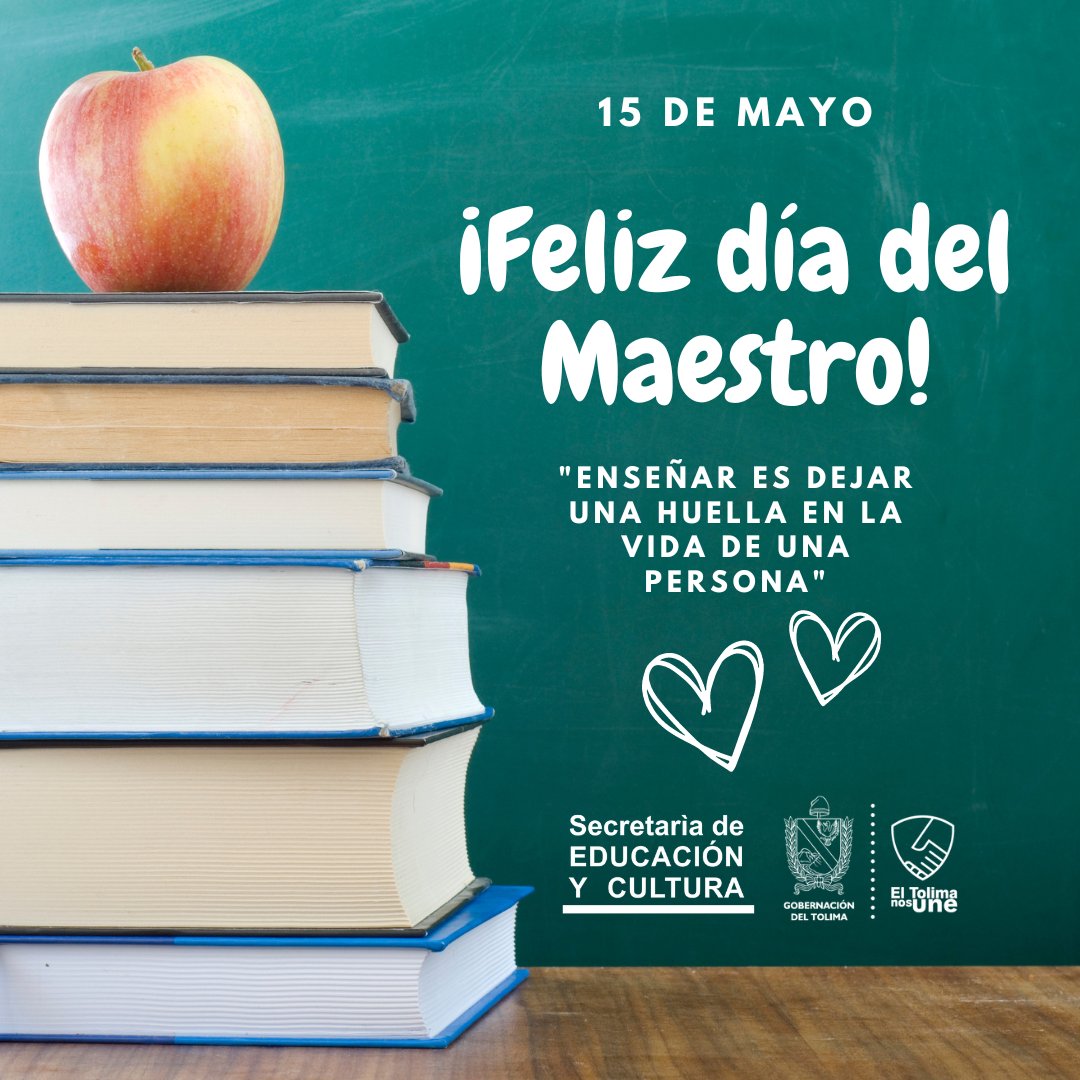 Reconocimiento y agradecimiento al equipo docente y directivo docente del Departamento del Tolima. Feliz Día del Maestro...!